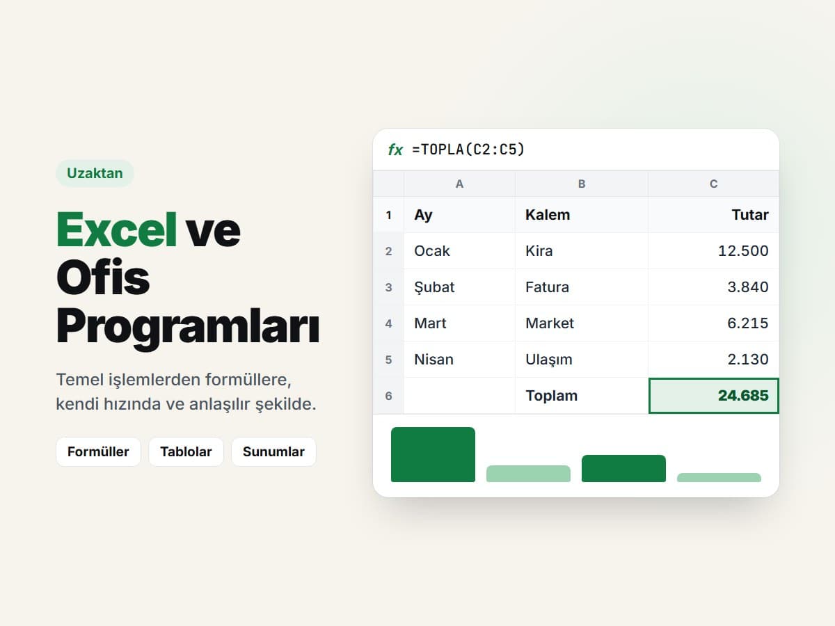 Excel ve Ofis Programları Konusunda Yardımcı Olabilirim